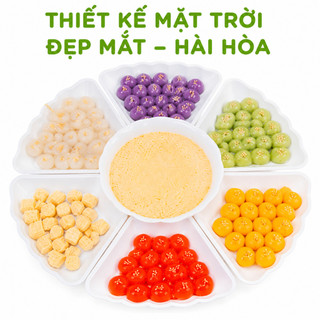 Bộ Đĩa Nhựa Hoa Mặt Trời Đựng Đồ Cúng Việt Nhật GD244 - Bộ Đĩa Mặt Trời Đựng Thức Ăn Nhựa Trắng 6811