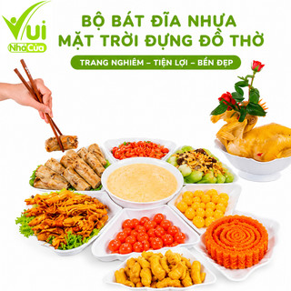 Bộ Đĩa Nhựa Hoa Mặt Trời Đựng Đồ Cúng Việt Nhật GD244 - Bộ Đĩa Mặt Trời Đựng Thức Ăn Nhựa Trắng 6811