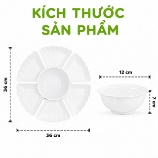 Bộ Đĩa Nhựa Hoa Mặt Trời Đựng Đồ Cúng Việt Nhật GD244 - Bộ Đĩa Mặt Trời Đựng Thức Ăn Nhựa Trắng 6811