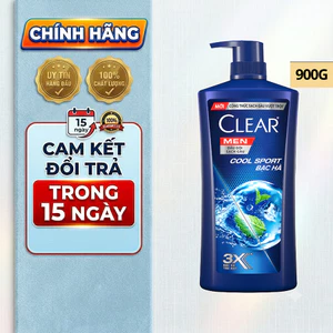 DẦU GỘI CLEAR MEN COOL SPORT BẠC HÀ Đánh Bay Gàu, Ngứa Và Dưỡng Tóc Khỏi Khói Bụi 900g