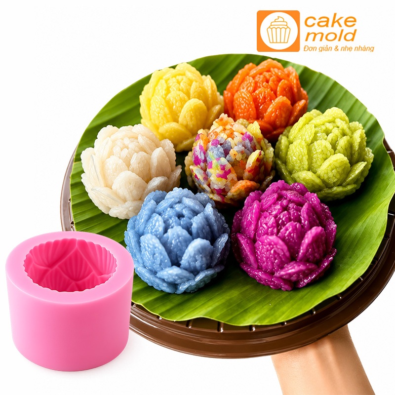 Khuôn Búp Sen Nhấn Xôi Silicon To Làm Bánh Xôi Rau Câu Sáp Nến Xà Phòng Handmade