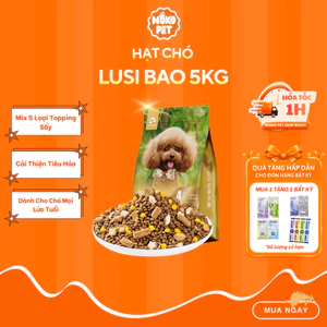 Hạt Chó LUSI Mix 5 Loại Topping Gà , Gan , Trứng Sấy ,Tủy Xương Bò Bổ Sung Men Vi Sinh Cải Thiện Tiêu Hóa - Bao 5KG