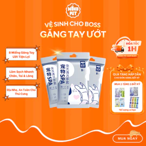 Găng Tay Ướt Đa Năng Vệ Sinh Cho Chó Mèo Đa Vị Trí 8 Miếng/Gói Bao Tay Ướt Massage, Tắm Khô Toàn Thân Thú Cưng - Nokopet