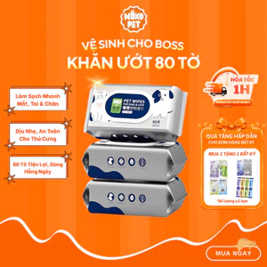 Khăn Lau Ướt Đa Năng Vệ Sinh Cho Chó Mèo 80 Tờ/Gói, Khử Khuẩn, Khử Mùi , Giấy Ướt Vệ Sinh Cho Thú Cưng - Noko Pet
