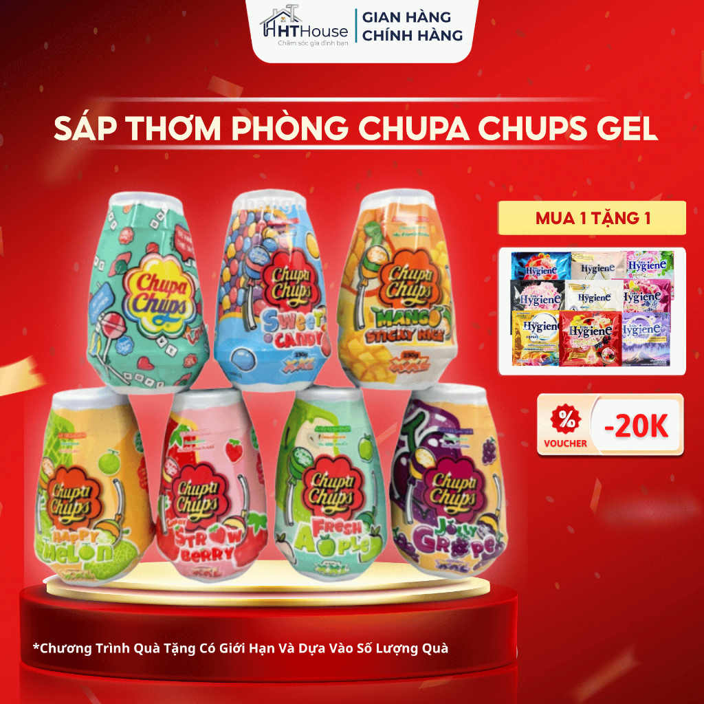 Sáp thơm phòng Chupa Chups Gel Air Freshener ngọt lịm kẹo trái cây size XXL sử dụng lên đến 45ngày