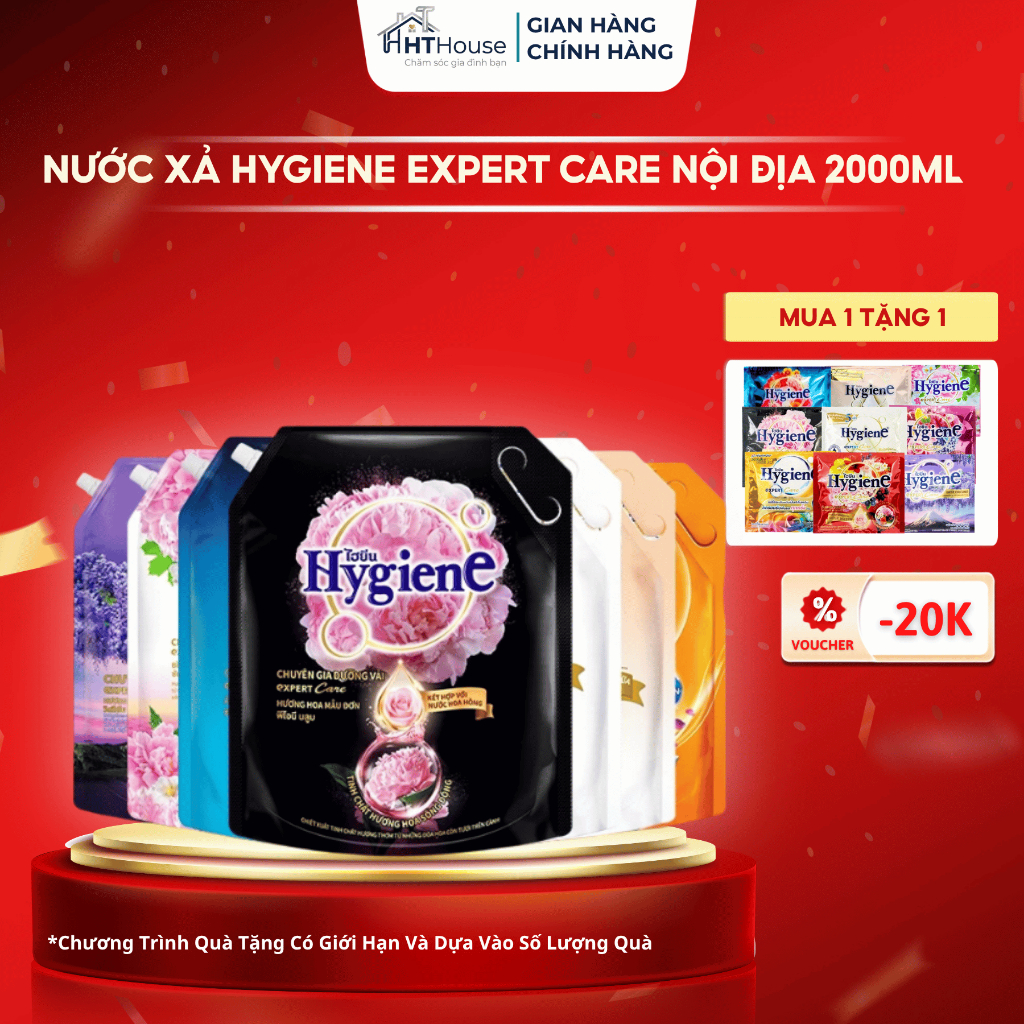 Nước xả vải Hygiene Expert Care Thái Lan lưu hương hoa tự nhiên dài lâu túi lớn 2000ml