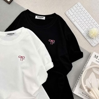 Áo Thun Nữ COTTON Cao Cấp Mềm Mại Mát Mẻ KONOVA Form Rộng In NƠ NHỎ đơn giản