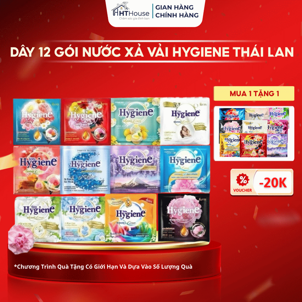 Nước Xả Vải Hygiene Thái Lan Đậm Đặc  Dây 12 Gói