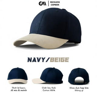 Reckless Capman Nón Lưỡi Trai Reckless Signature Mesh-Back Cap Màu Đen Kaki Cotton Thoáng Khí 100%