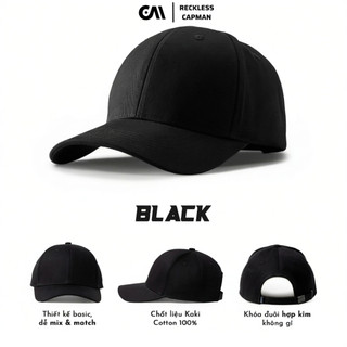 Reckless Capman Nón Lưỡi Trai Reckless Signature Mesh-Back Cap Màu Đen Kaki Cotton Thoáng Khí 100%