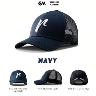 Reckless Capman Mũ Lưỡi Trai Signature Mesh-Back Cap Vải Kaki Cotton Có Lưới Thoáng Khí Màu Đen
