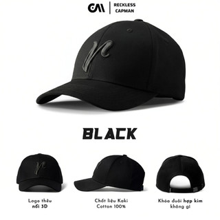 Reckless Capman Mũ Lưỡi Trai Signature Mesh-Back Cap Vải Kaki Cotton Có Lưới Thoáng Khí Màu Đen