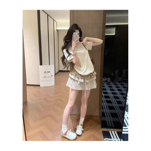 Set bộ MM áo be polo + cv kẻ #siucappp