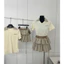 Set bộ MM áo be polo + cv kẻ #siucappp