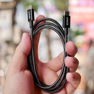 Cáp sạc Anker C to C, sạc nhanh PD 60W, bọc dù cao cấp, dài 1m, màu đen, hàng No-box