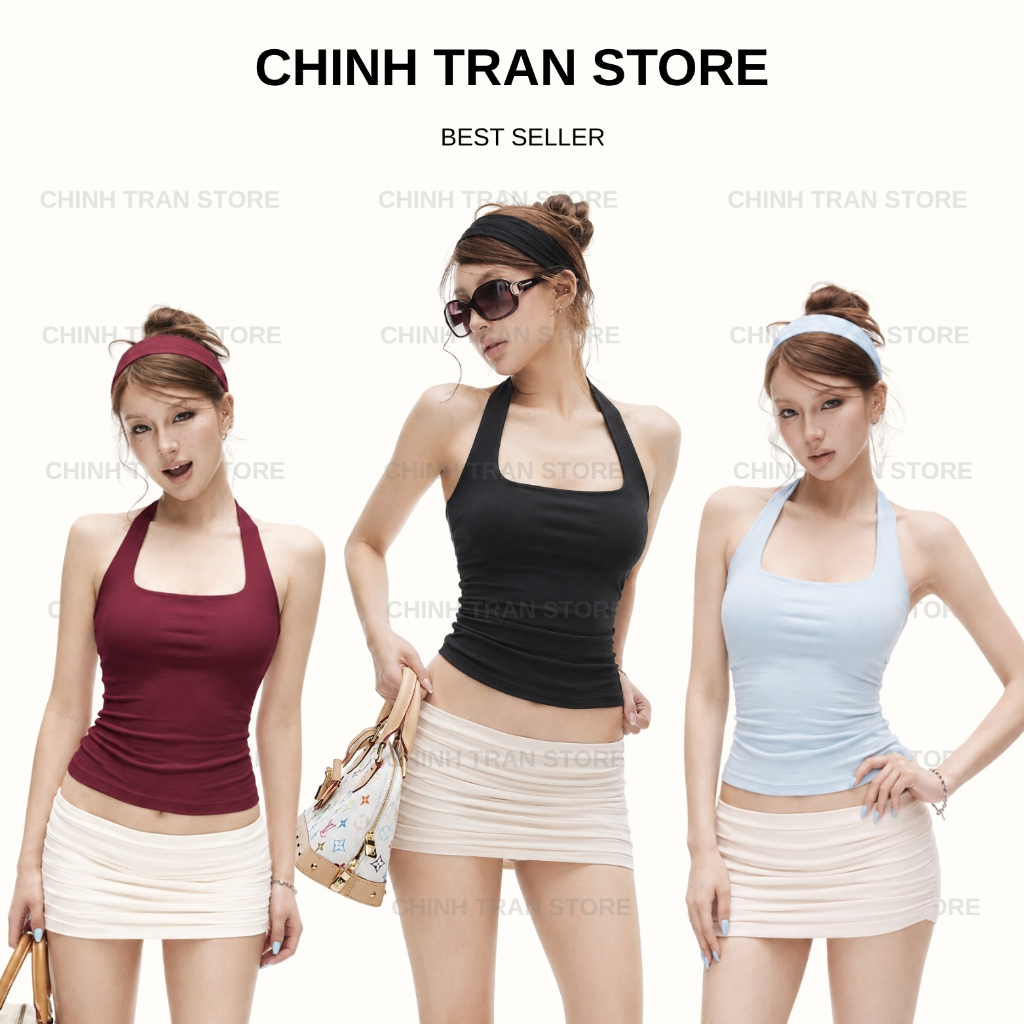 [TẶNG KÈM BĂNG ĐÔ] Áo Cổ Yếm Ôm Body Quyến Rũ Năng Động Nhiều Màu - Chinh Trần Store