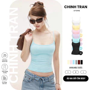 Áo Hai Dây Nữ Basic Ôm Body Chất Thun Cotton Co Giãn Mềm Mỏng Nhiều Màu - Chinh Trần Store