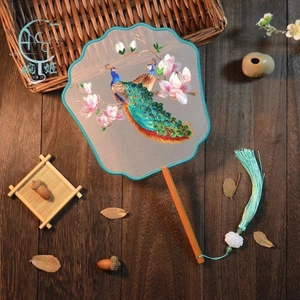Quạt vải tròn họa tiết cổ trang đạo cụ chụp hình xinh xắn MUN STORE QUATTN58