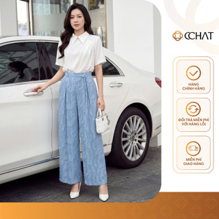 Quần Ống Rộng 𝐂𝐂𝐇𝐀𝐓 Dáng Suông Caliora Kiểu Dây Đai Trang Trí Chất Liệu Tuytsi Cao Cấp 16QDD2039ST