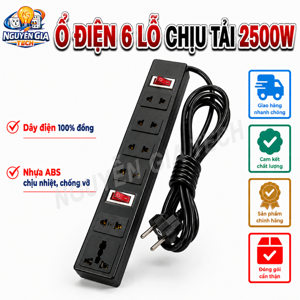 🎇 SẬP SÀN 🎇 Ổ ĐIỆN CHỊU TẢI 2500W - NHỰA ABS - CHỊU NHIỆT - CHỐNG VỠ