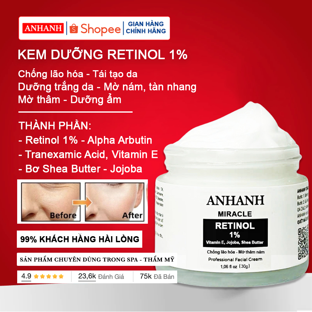 Retinol chống lão hóa, mờ nếp nhăn ANHANH, sáng da, mềm mại, đều màu