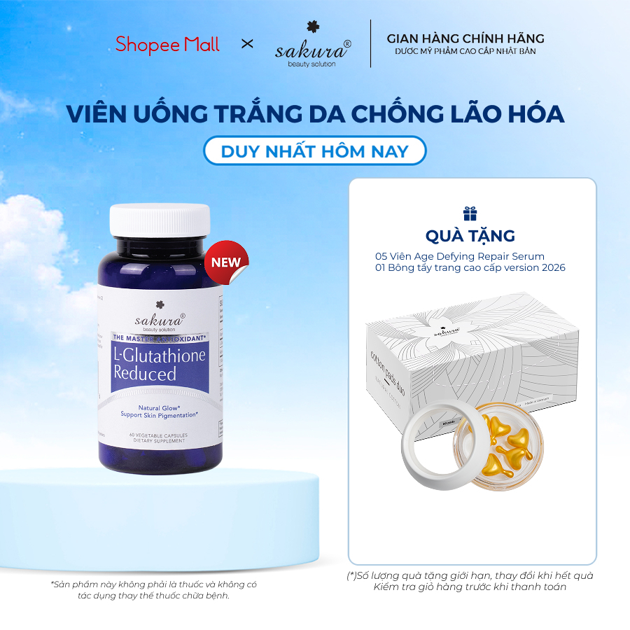 Viên uống trắng da chống lão hóa Sakura L - Glutathione Reduced 60 viên