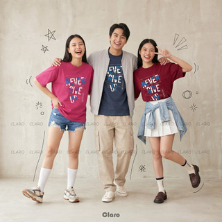 Áo phông nam nữ dáng oversize Cotton Cao Cấp CLARO áo thun unisex Never Giver Up