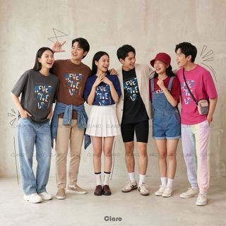 Áo phông nam nữ dáng oversize Cotton Cao Cấp CLARO áo thun unisex Never Giver Up