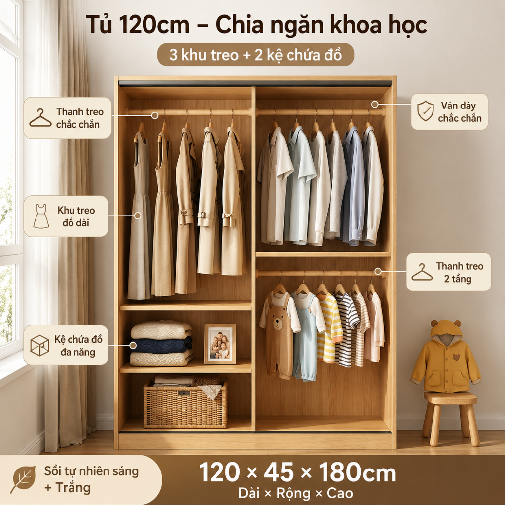 Tủ Quần Áo Cửa Lùa Đa Năng Dung Tích Lớn Nhiều Ngăn Bền Đẹp Tiết Kiệm Không Gian Cho Phòng Ngủ BMZAR | BigBuy360 - bigbuy360.vn