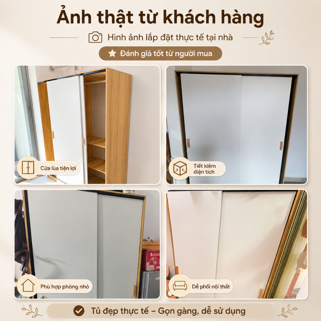 Tủ Quần Áo Cửa Lùa Đa Năng Dung Tích Lớn Nhiều Ngăn Bền Đẹp Tiết Kiệm Không Gian Cho Phòng Ngủ BMZAR | BigBuy360 - bigbuy360.vn