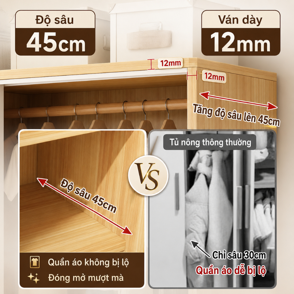 Tủ Quần Áo Cửa Lùa Đa Năng Dung Tích Lớn Nhiều Ngăn Bền Đẹp Tiết Kiệm Không Gian Cho Phòng Ngủ BMZAR | BigBuy360 - bigbuy360.vn