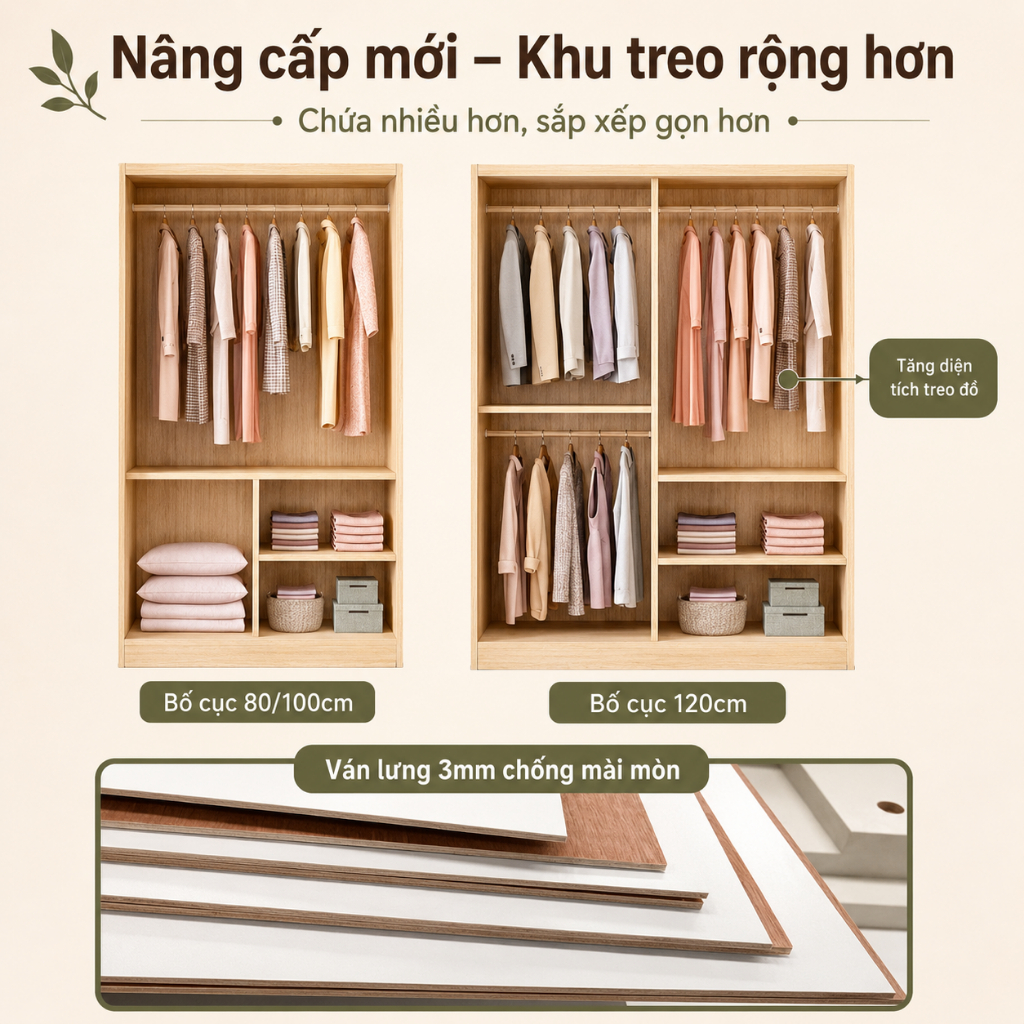 Tủ Quần Áo Cửa Lùa Đa Năng Dung Tích Lớn Nhiều Ngăn Bền Đẹp Tiết Kiệm Không Gian Cho Phòng Ngủ BMZAR | BigBuy360 - bigbuy360.vn