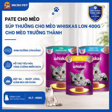 Pate Mèo Whiskas Lon 400G , Thức Ăn Cho Mèo Trưởng Thành Dạng Pate , Thức Ăn Ướt Cho Mèo - MicroPet