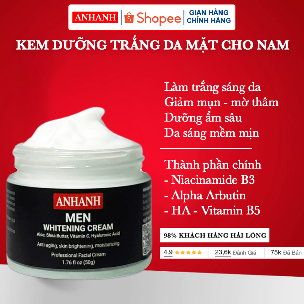 Combo cho nam Kem dưỡng trắng da cho nam ANHANH