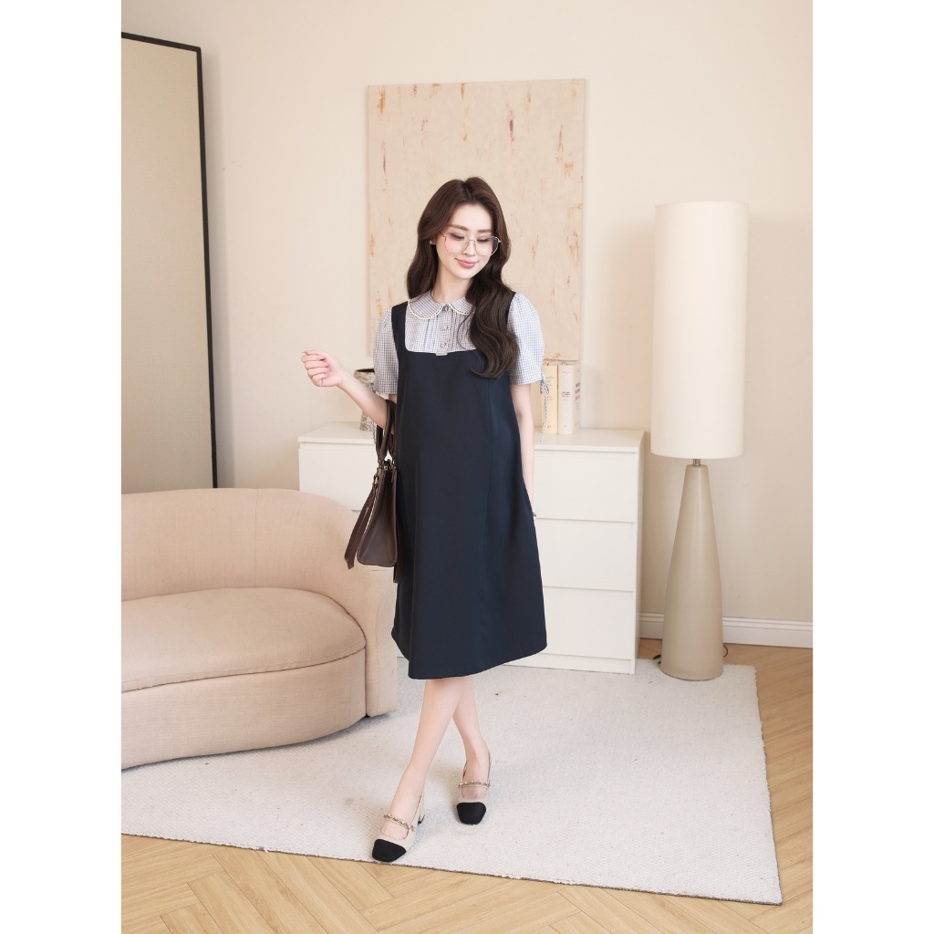 Váy Bầu NOVA DRESS Chéo Ý Cao Cấp, Đầm Bầu Công Sở Form Suông Giấu Dáng Che Bụng Hiệu Quả - L'amme