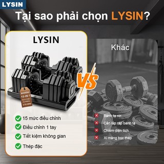 Tạ Tập Gym Tại Nhà Điều Chỉnh Đa Năng LYSIN 15IN1 Vuông, Điều Chỉnh Nhanh, Chống Trượt, Tạ Khác Nhau Từ 2kg Đến 24kg
