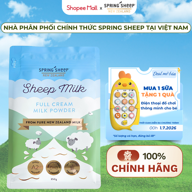 [KHÔNG KÈM THÌA] Sữa Cừu Spring Sheep Nguyên Kem Dạng Túi 350G & 850G Cho Bé >1Y Đủ Tem Phụ Xác Thực