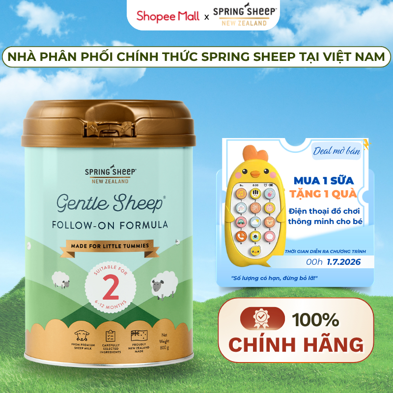 [NHẬP KHẨU] Sữa Cừu Spring Sheep 800G Lon Số 2 Chính Hãng Đủ Tem Phụ Giúp Bé Hấp Thụ Tôt Date 2028