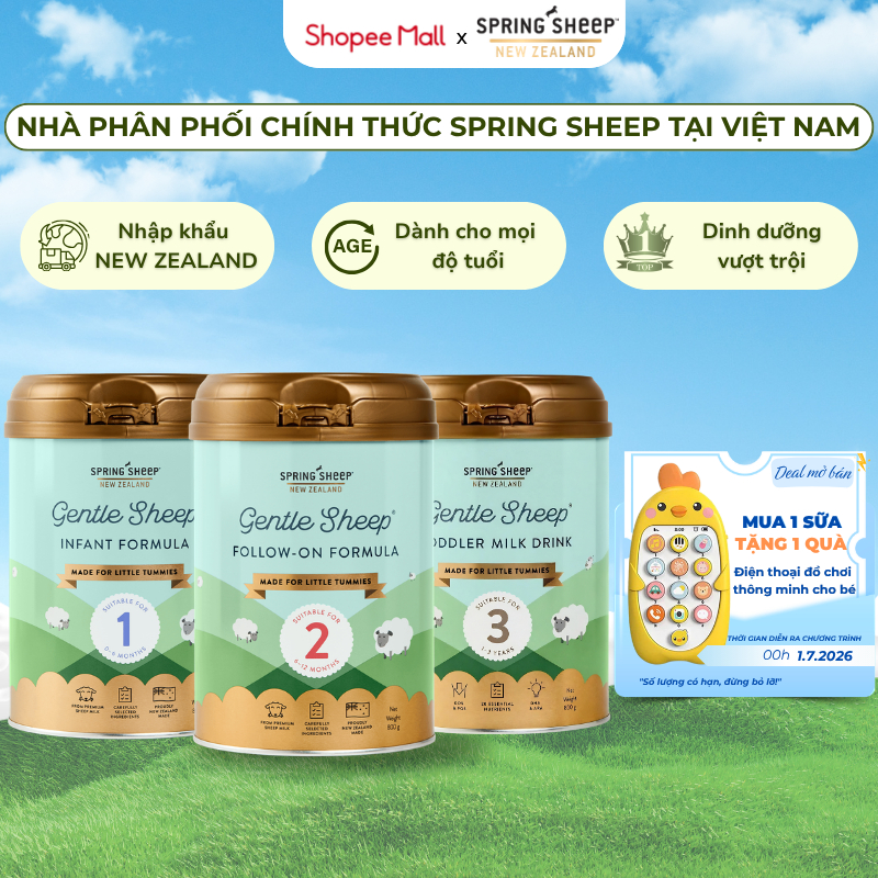 [NHẬP KHẨU] Sữa Cừu Spring Sheep Dạng Lon 800G Cho Bé Phát Triển Toàn Diện, Date Mới Nhất 2028