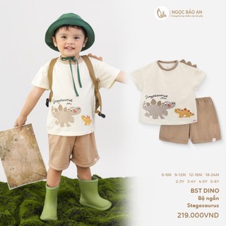 M&B (6M-6Y) Bộ quần áo cộc tay STEGOSAURUS cotton thoáng mát, co giãn tốt, thấm hút mồ hôi-DINO5.25