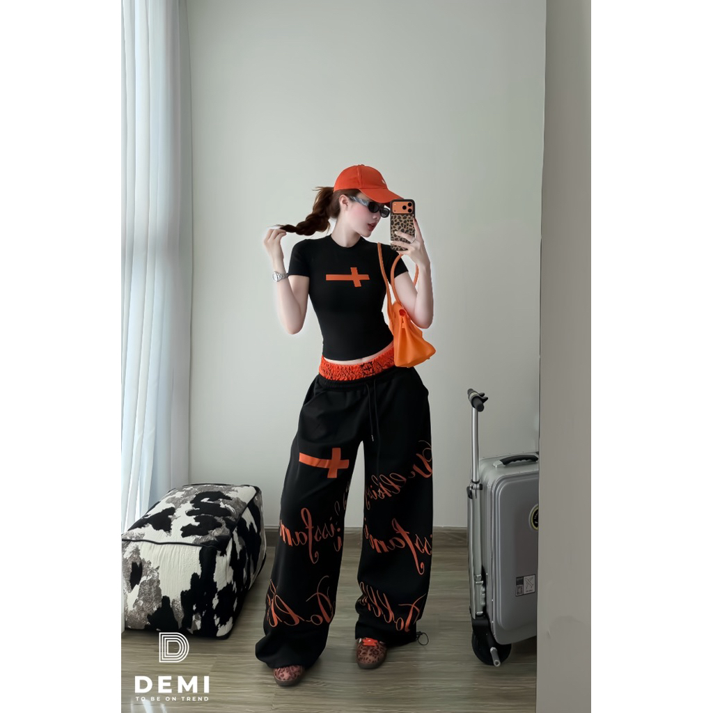 Set DOLLKISS FAMI mix cạp siu chất tone màu nổi, quần in chữ cá tính phom hack dáng mặc chơi 🔥
