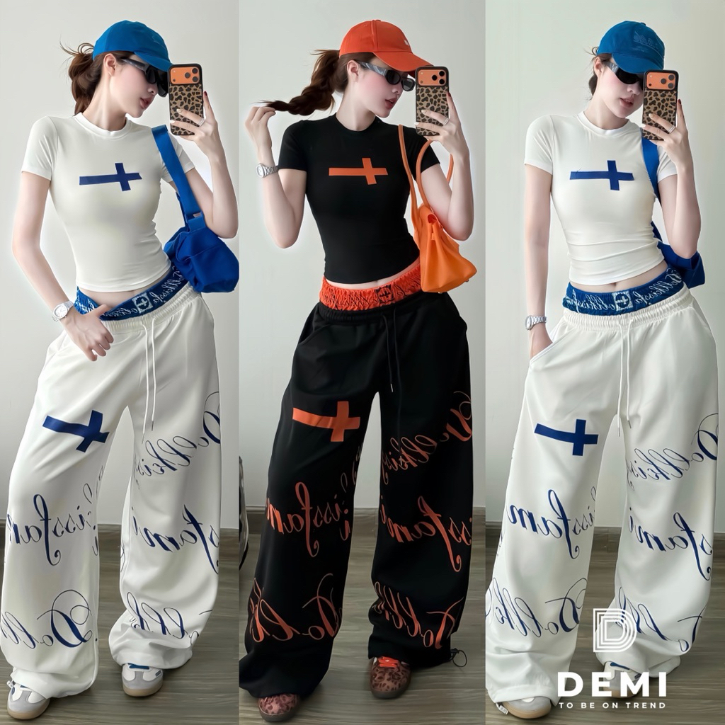 Set DOLLKISS FAMI mix cạp siu chất tone màu nổi, quần in chữ cá tính phom hack dáng mặc chơi 🔥