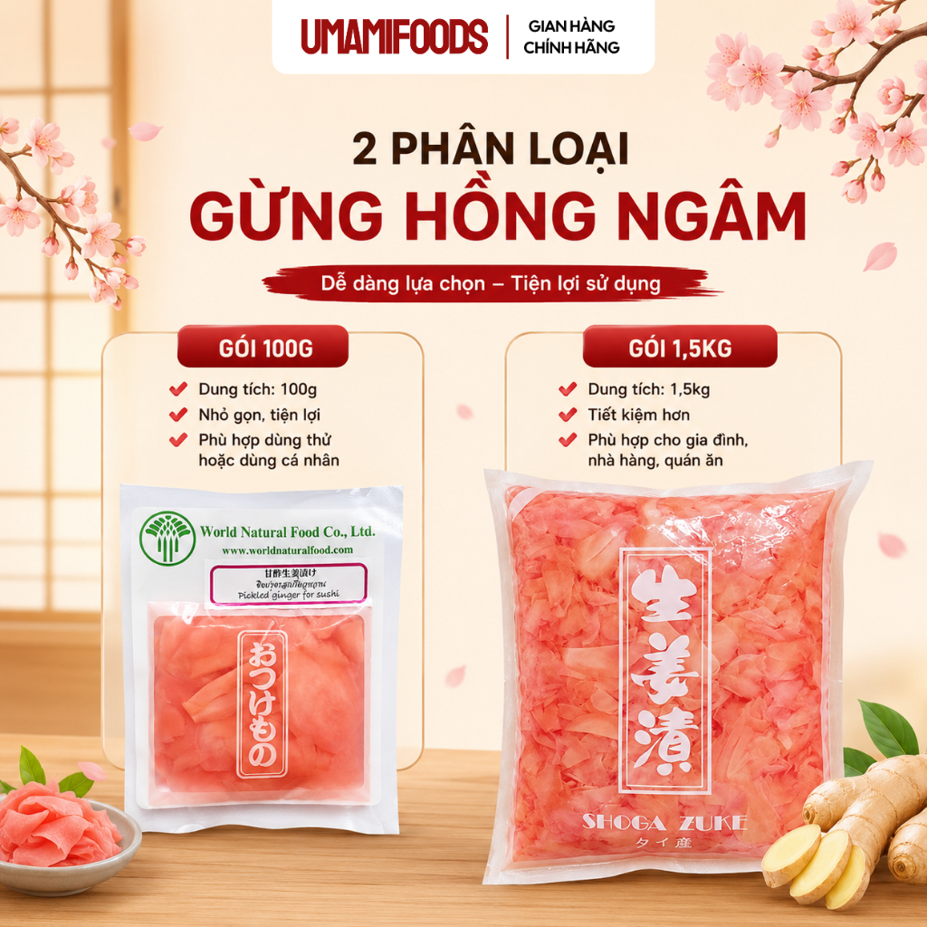 Gừng Hồng Ngâm Chua 1.5kg | Gừng Ngâm Sushi Thái Lan | Gừng Lát Ăn Kèm Sushi Sashimi