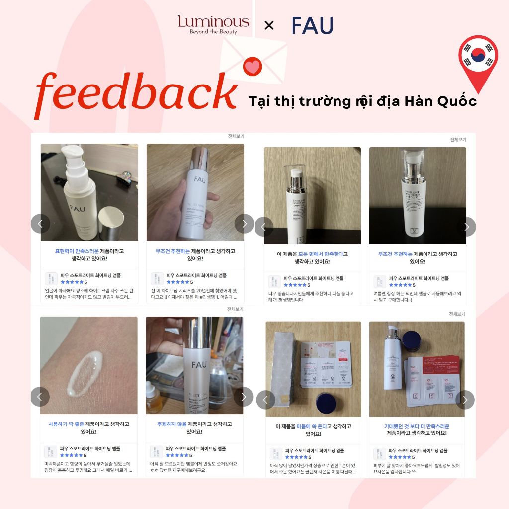 Tinh chất dưỡng da sáng mờ thâm, trắng mướt mịn FAU Spotlight Whitening Ampoule (100ml)