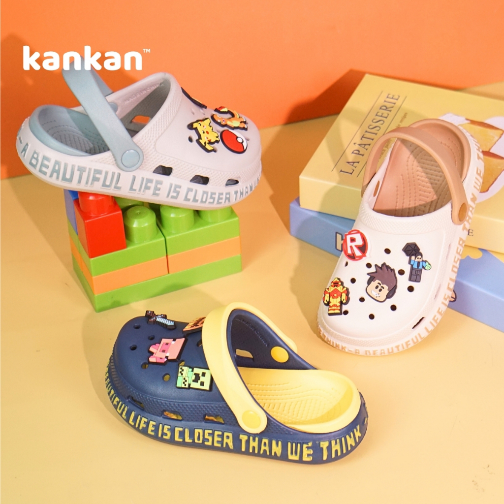 Sục Cho Bé Trai MineCraft Pokemon KanKanStore Dép Sục Có Quai Tặng Kèm Sticker KA132