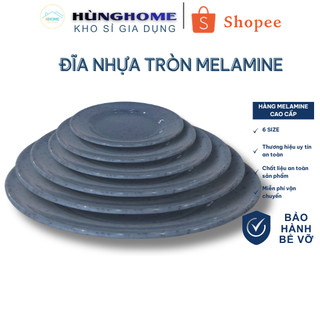 Combo 10 Đĩa nhựa cạn melamine -đĩa nhựa cạn cho quán nhậu kích thước 15 - 18 - 20 - 22 - 25 cm