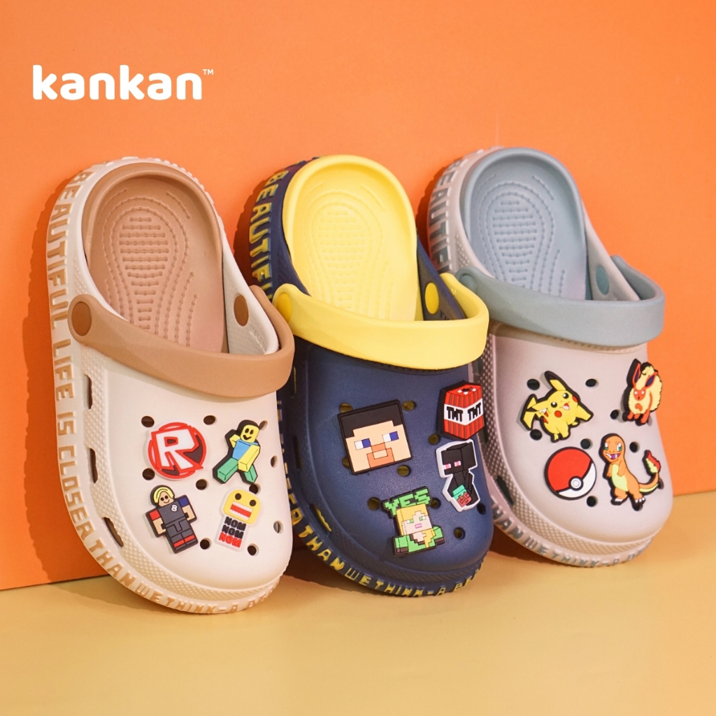 Sục Cho Bé Trai MineCraft Pokemon KanKanStore Dép Sục Có Quai Tặng Kèm Sticker KA132