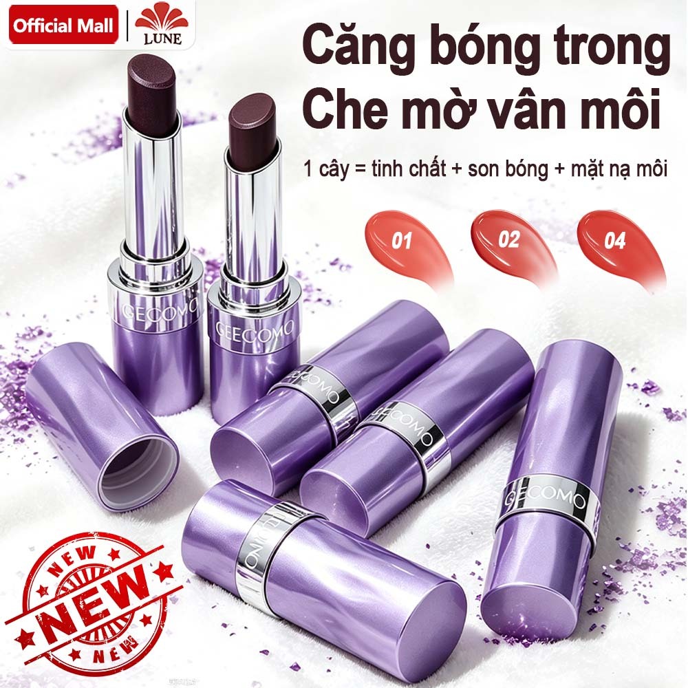 Son Môi GECOMO dưỡng ẩm, Son môi đổi màu 3 trong 1, Son bóng dưỡng môi có màu, bóng mịn, lâu trôi, chống thấm nước