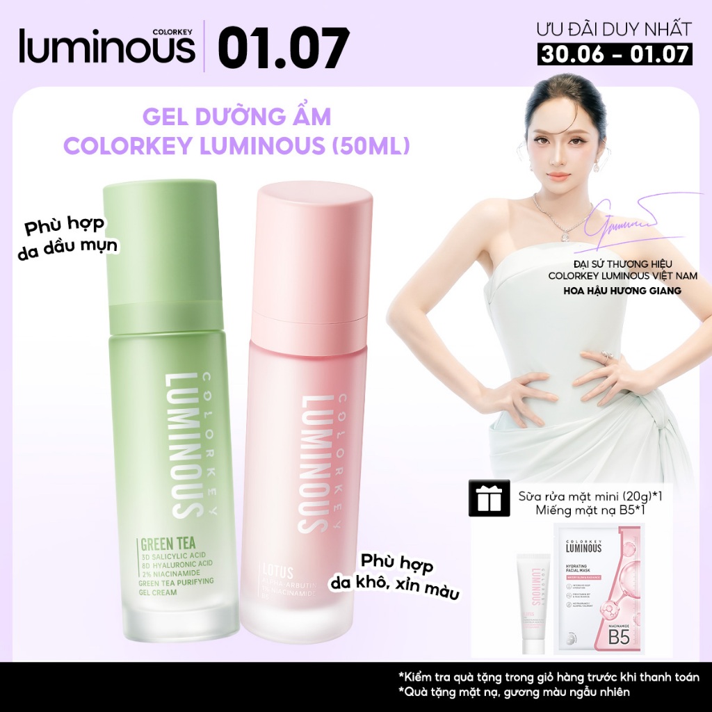 Dưỡng Ẩm Dạng Gel COLORKEY LUMINOUS Phù Hợp Da Nhạy Cảm Giúp Dưỡng Ẩm Từ Bên Trong, Hỗ Trợ Làm Sáng Da 50ml