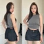 YURI JEANS - Quần Giả Váy Lưng Cao Basic Màu Nâu Choco - Be - Trắng